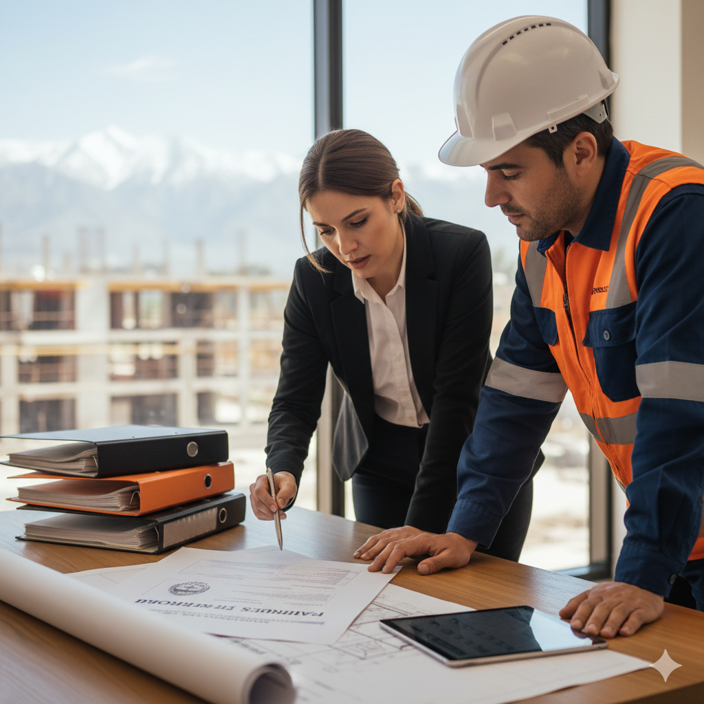 Profesionales de Industrial Safety ofreciendo servicio de higiene y seguridad mensual en una empresa de Mendoza